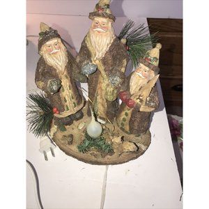 3 Santa Woodland Elves with electric candle light